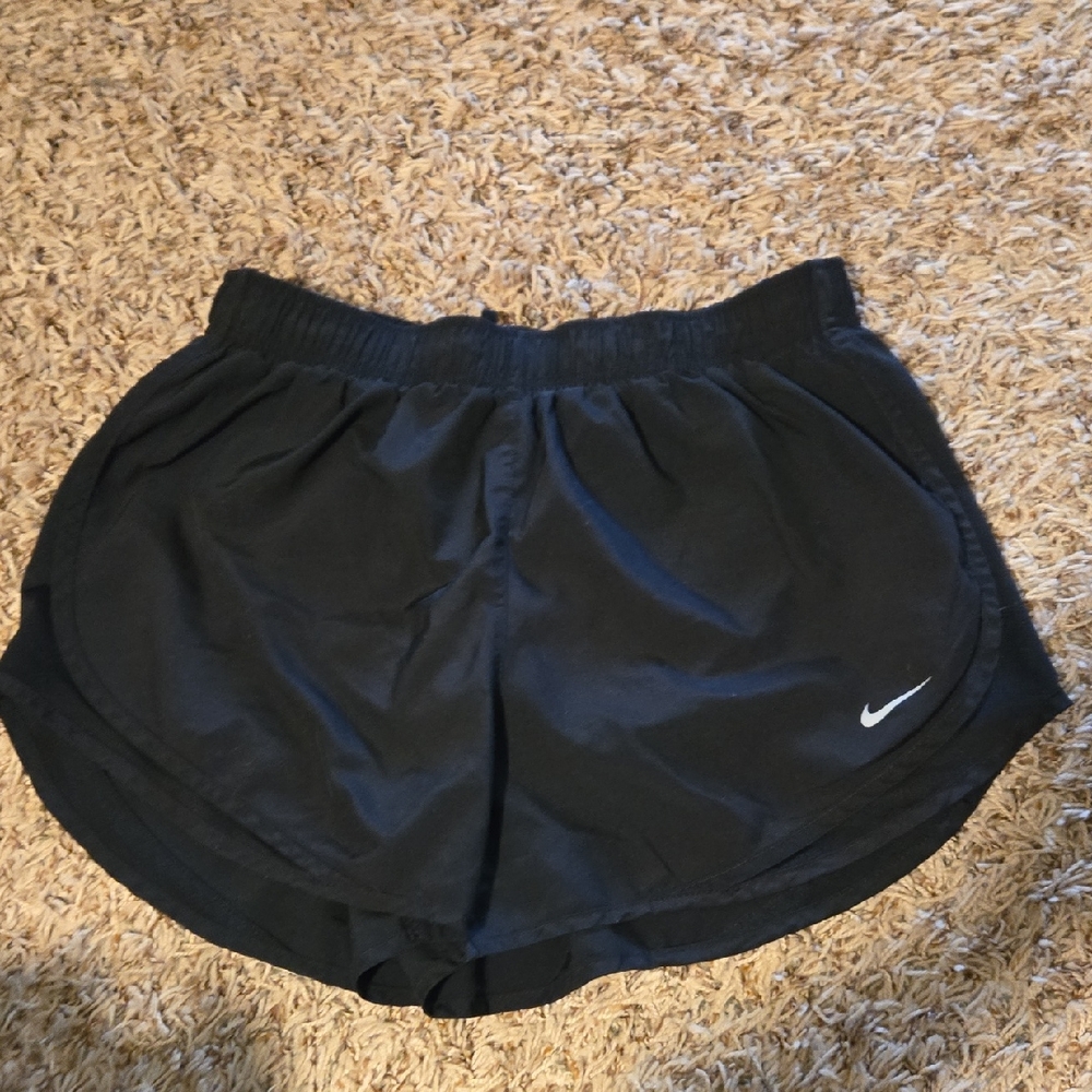 Nike Women’s Black Athletic Running Shorts with White Swoosh